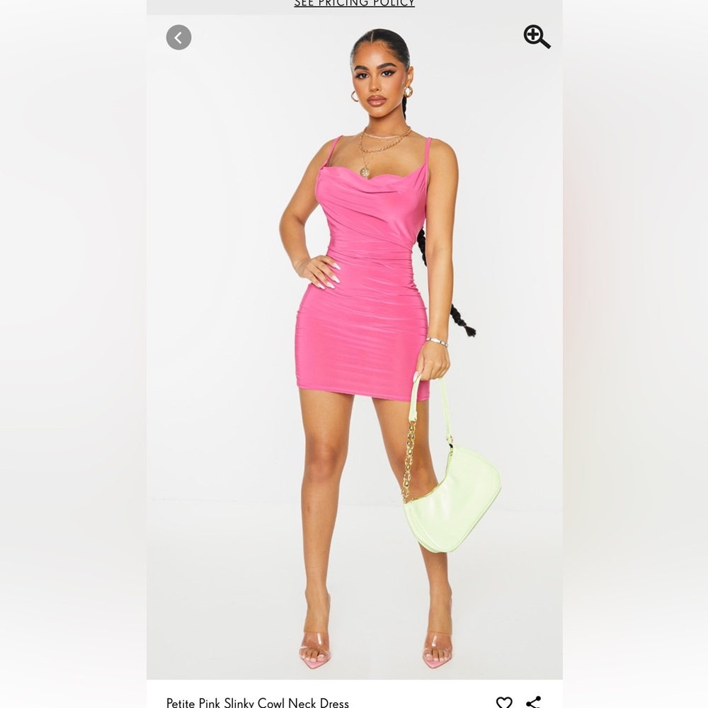 Petite slinky cowl neck dress pink